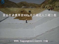 復(fù)合防滲膜厚度800g用于湖北人工湖工程