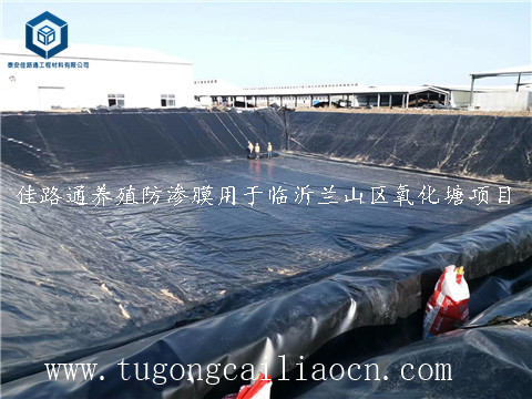 佳路通養(yǎng)殖防滲膜用于臨沂蘭山區(qū)氧化塘項目
